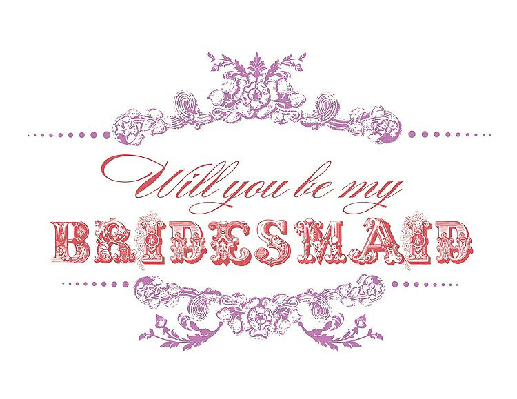 Front View - Tulip & Perfect Coral Will You Be My Bridesmaid Card - Vintage