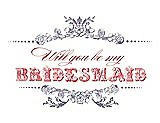 Front View Thumbnail - Wisteria & Perfect Coral Will You Be My Bridesmaid Card - Vintage