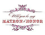Front View Thumbnail - Cerise & Perfect Coral Will You Be My Matron of Honor Card - Vintage