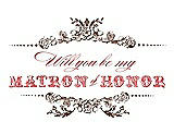Front View Thumbnail - Cinnamon & Perfect Coral Will You Be My Matron of Honor Card - Vintage