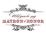 Front View Thumbnail - Graphite & Perfect Coral Will You Be My Matron of Honor Card - Vintage