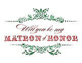 Front View Thumbnail - Juniper & Perfect Coral Will You Be My Matron of Honor Card - Vintage