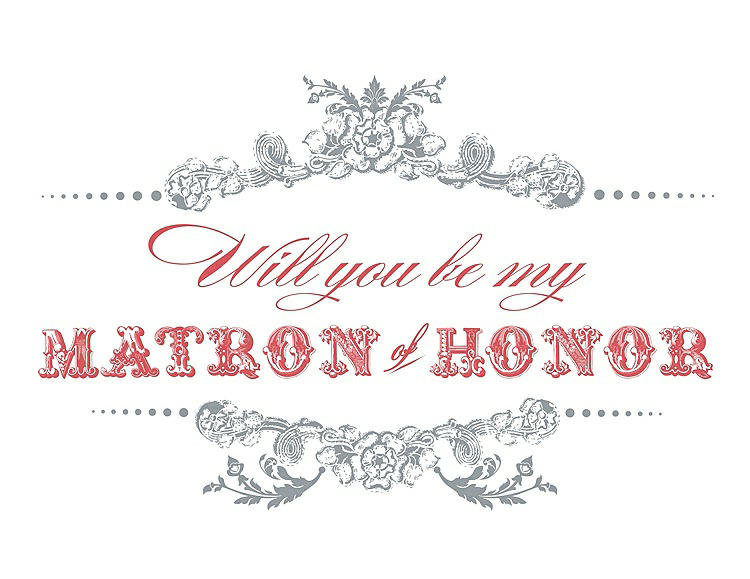 Front View - Mystic & Perfect Coral Will You Be My Matron of Honor Card - Vintage