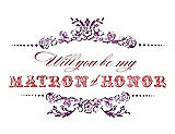 Front View Thumbnail - Orchid & Perfect Coral Will You Be My Matron of Honor Card - Vintage
