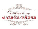 Front View Thumbnail - Pearl Pink & Perfect Coral Will You Be My Matron of Honor Card - Vintage