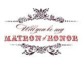 Front View Thumbnail - Plum Raisin & Perfect Coral Will You Be My Matron of Honor Card - Vintage