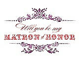 Front View Thumbnail - Persian Plum & Perfect Coral Will You Be My Matron of Honor Card - Vintage