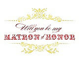 Front View Thumbnail - Snapdragon & Perfect Coral Will You Be My Matron of Honor Card - Vintage