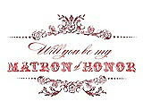 Front View Thumbnail - Spanish Rose & Perfect Coral Will You Be My Matron of Honor Card - Vintage
