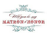 Front View Thumbnail - Seaside & Perfect Coral Will You Be My Matron of Honor Card - Vintage