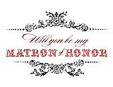 Front View Thumbnail - Stormy & Perfect Coral Will You Be My Matron of Honor Card - Vintage