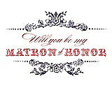 Front View Thumbnail - Violet & Perfect Coral Will You Be My Matron of Honor Card - Vintage