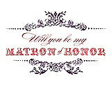 Front View Thumbnail - African Violet & Perfect Coral Will You Be My Matron of Honor Card - Vintage