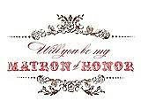 Front View Thumbnail - Almond & Perfect Coral Will You Be My Matron of Honor Card - Vintage