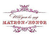 Front View Thumbnail - American Beauty & Perfect Coral Will You Be My Matron of Honor Card - Vintage