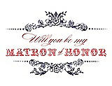 Front View Thumbnail - Amethyst & Perfect Coral Will You Be My Matron of Honor Card - Vintage