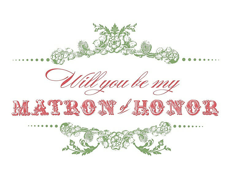Front View - Appletini & Perfect Coral Will You Be My Matron of Honor Card - Vintage
