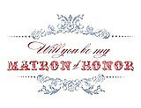 Front View Thumbnail - Arctic & Perfect Coral Will You Be My Matron of Honor Card - Vintage