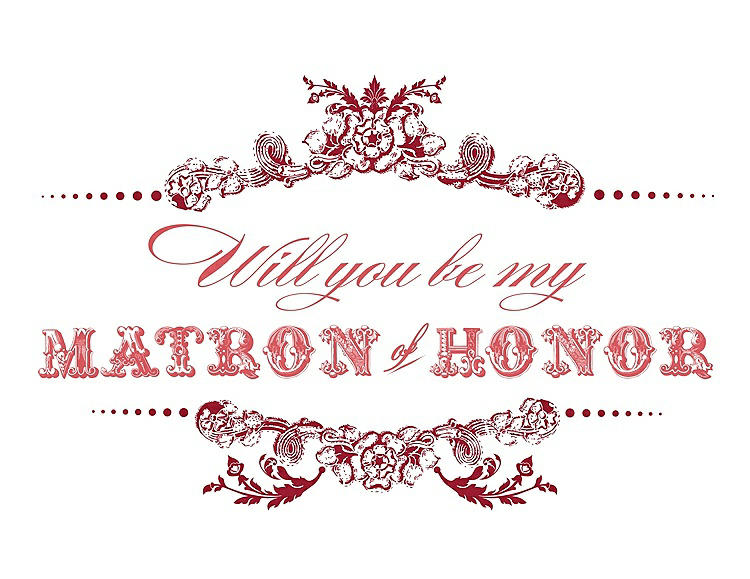 Front View - Barcelona & Perfect Coral Will You Be My Matron of Honor Card - Vintage