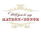 Front View Thumbnail - Buttercup & Perfect Coral Will You Be My Matron of Honor Card - Vintage