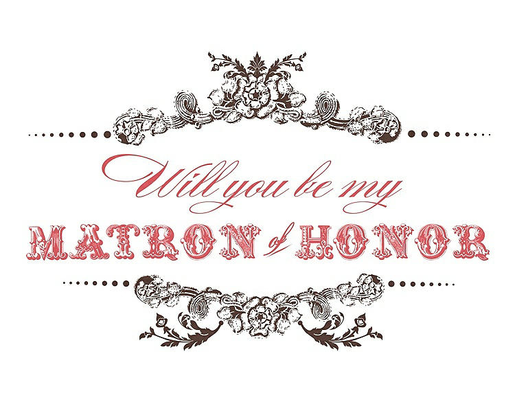 Front View - Brownie & Perfect Coral Will You Be My Matron of Honor Card - Vintage