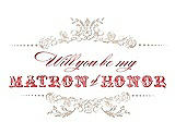 Front View Thumbnail - Cameo & Perfect Coral Will You Be My Matron of Honor Card - Vintage
