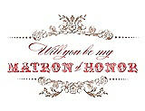 Front View Thumbnail - Cappuccino & Perfect Coral Will You Be My Matron of Honor Card - Vintage