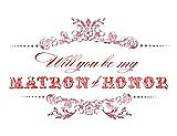 Front View Thumbnail - Carnation & Perfect Coral Will You Be My Matron of Honor Card - Vintage
