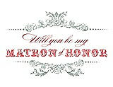 Front View Thumbnail - Celadon & Perfect Coral Will You Be My Matron of Honor Card - Vintage