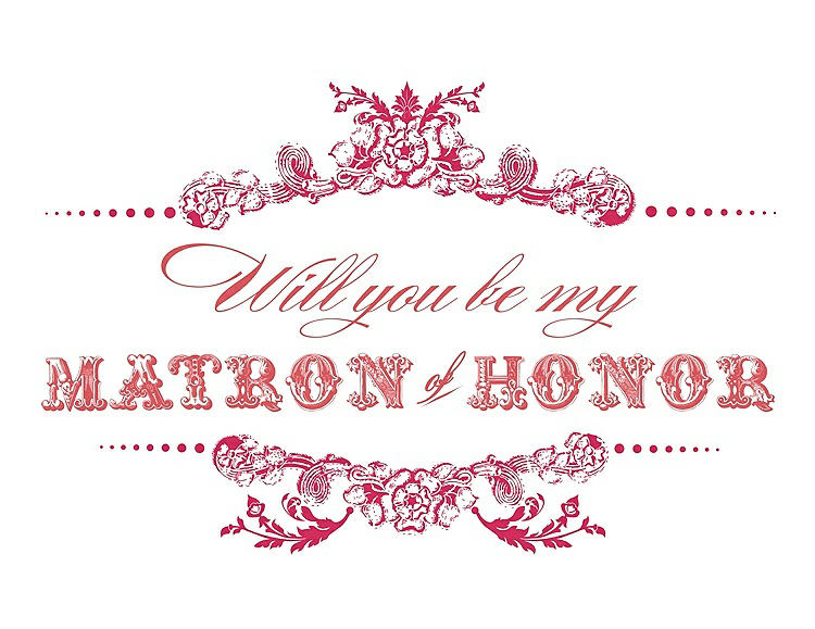Front View - Pantone Honeysuckle & Perfect Coral Will You Be My Matron of Honor Card - Vintage