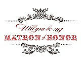 Front View Thumbnail - Chocolate & Perfect Coral Will You Be My Matron of Honor Card - Vintage