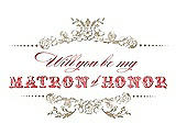 Front View Thumbnail - Champagne & Perfect Coral Will You Be My Matron of Honor Card - Vintage