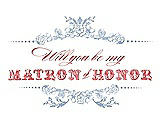 Front View Thumbnail - Cloudy & Perfect Coral Will You Be My Matron of Honor Card - Vintage