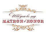 Front View Thumbnail - Clementine & Perfect Coral Will You Be My Matron of Honor Card - Vintage