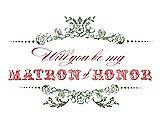 Front View Thumbnail - Clover & Perfect Coral Will You Be My Matron of Honor Card - Vintage