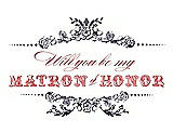 Front View Thumbnail - Concord & Perfect Coral Will You Be My Matron of Honor Card - Vintage