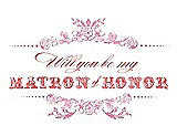 Front View Thumbnail - Cotton Candy & Perfect Coral Will You Be My Matron of Honor Card - Vintage