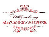Front View Thumbnail - Coral & Perfect Coral Will You Be My Matron of Honor Card - Vintage