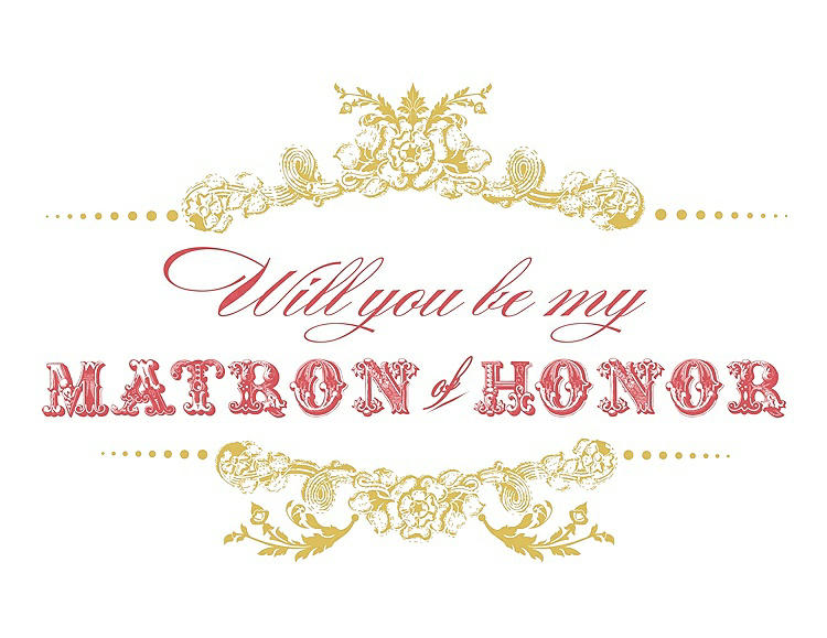 Front View - Daffodil & Perfect Coral Will You Be My Matron of Honor Card - Vintage