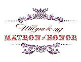 Front View Thumbnail - Dahlia & Perfect Coral Will You Be My Matron of Honor Card - Vintage