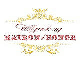Front View Thumbnail - Daisy & Perfect Coral Will You Be My Matron of Honor Card - Vintage