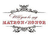 Front View Thumbnail - Espresso & Perfect Coral Will You Be My Matron of Honor Card - Vintage