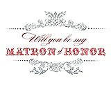 Front View Thumbnail - Frost & Perfect Coral Will You Be My Matron of Honor Card - Vintage