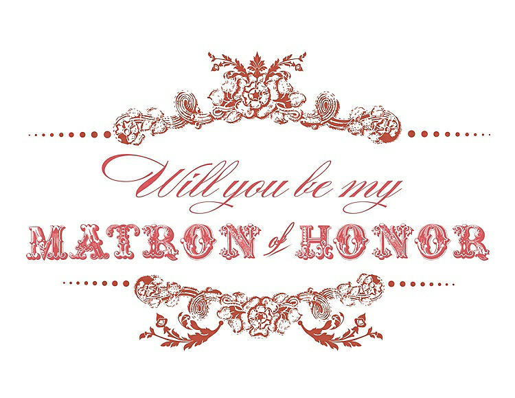 Front View - Fiesta & Perfect Coral Will You Be My Matron of Honor Card - Vintage