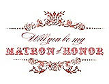 Front View Thumbnail - Fiesta & Perfect Coral Will You Be My Matron of Honor Card - Vintage