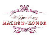 Front View Thumbnail - Fuchsia & Perfect Coral Will You Be My Matron of Honor Card - Vintage