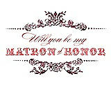 Front View Thumbnail - Garnet & Perfect Coral Will You Be My Matron of Honor Card - Vintage