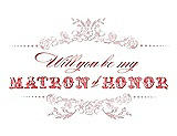 Front View Thumbnail - Ice Pink & Perfect Coral Will You Be My Matron of Honor Card - Vintage