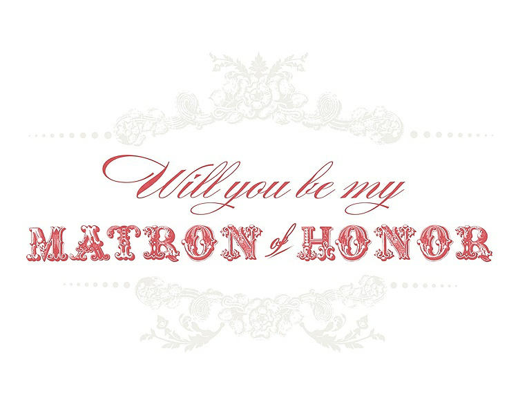 Front View - Ivory & Perfect Coral Will You Be My Matron of Honor Card - Vintage