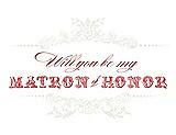 Front View Thumbnail - Ivory & Perfect Coral Will You Be My Matron of Honor Card - Vintage